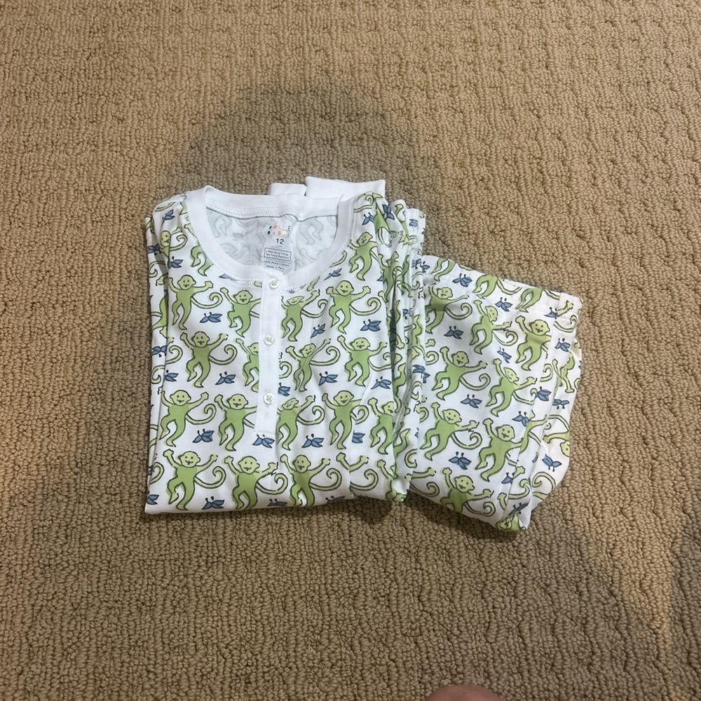 Kids Pajamas with Green Monkey Print